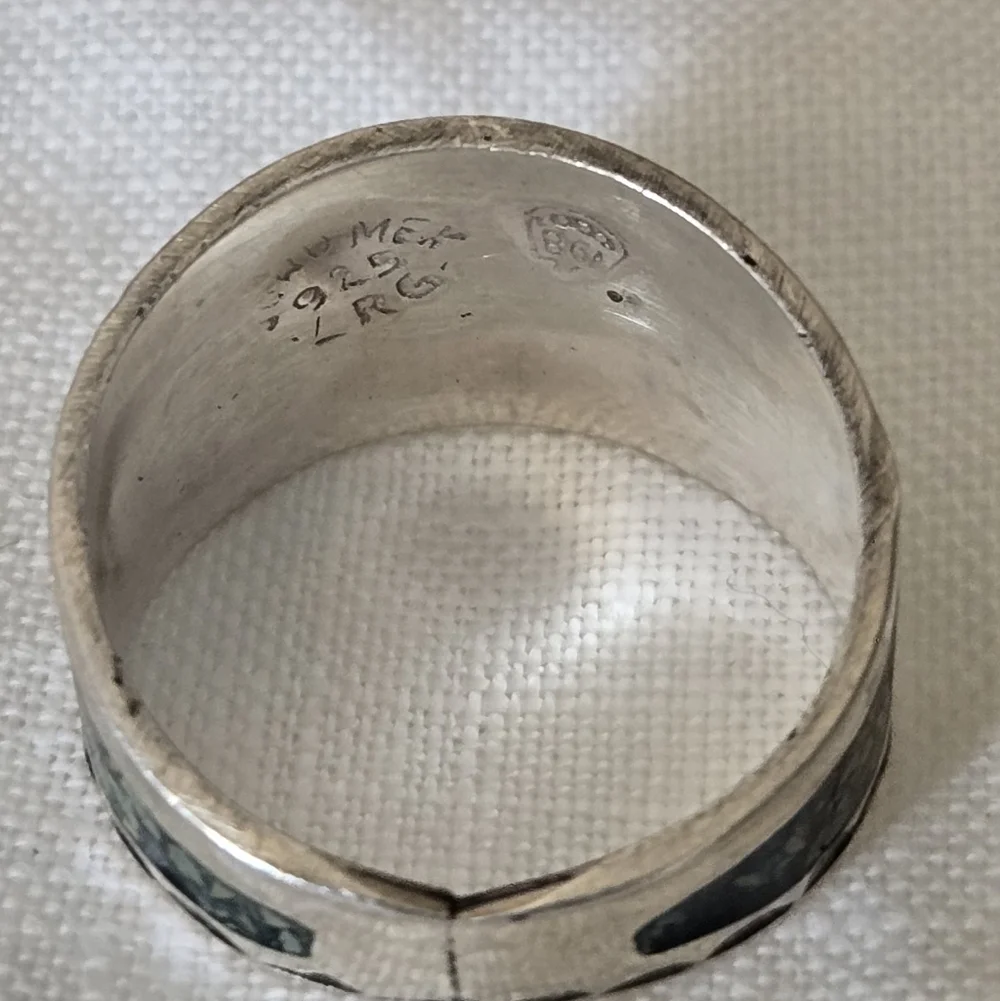 Ring 925 Sterling Torquoise Chips Pre Ownwed